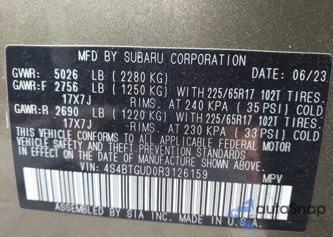 2024 Subaru Outback Wilderness from USA, damaged, VIN 4S4BTGUD0R3126159